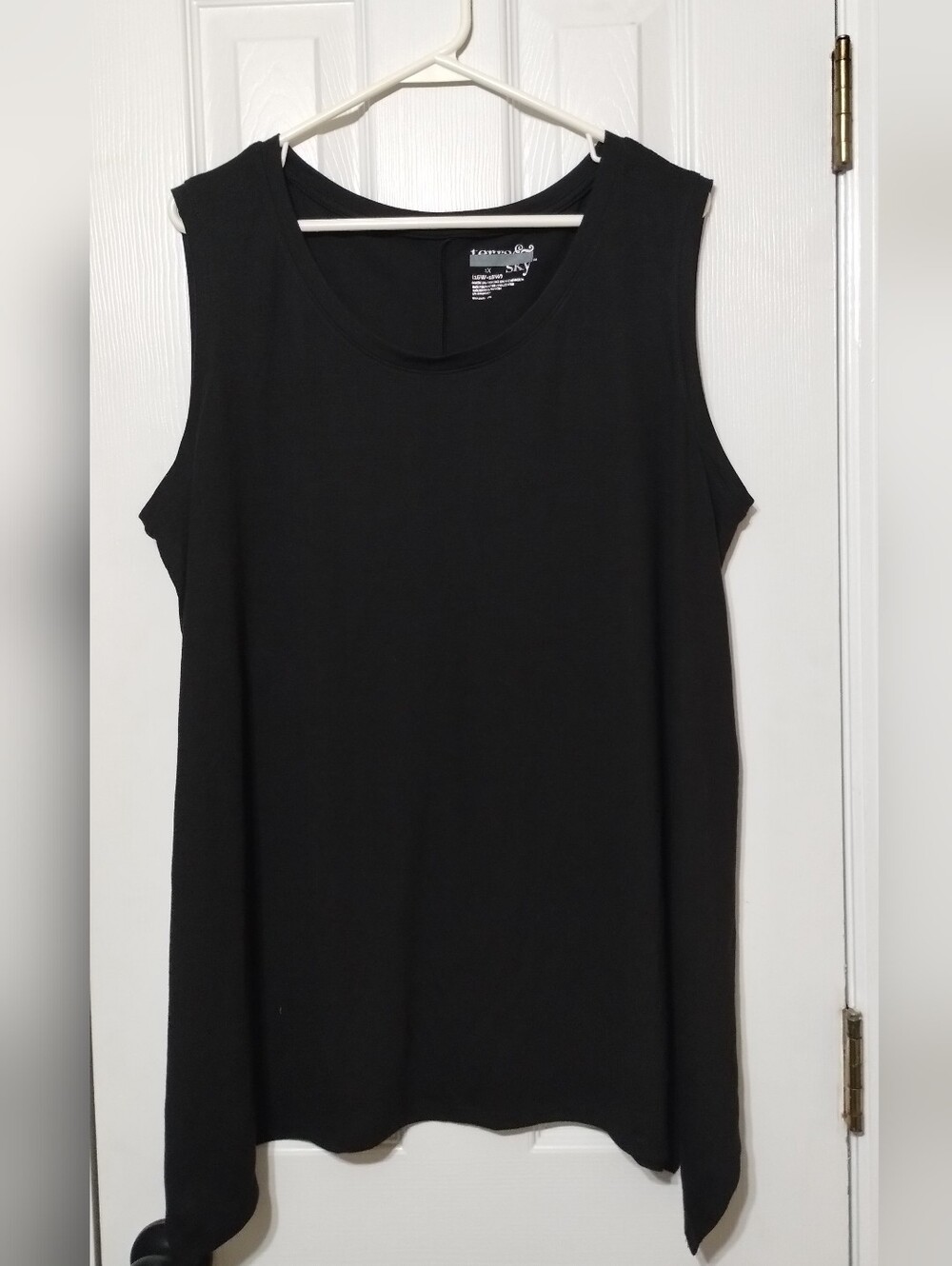 Terra & Sky Size 1X Black Sleeveless Crew Tank